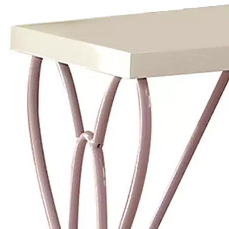 Table de chevet 22" Blanc/Violet clair – Cadre métallique, Surface en bois