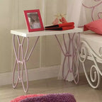 Table de chevet 22" Blanc/Violet clair – Cadre métallique, Surface en bois