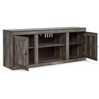 Meuble TV rustique de 152 cm pour téléviseurs jusqu'à 65 po marron/beige avec gestion des câbles