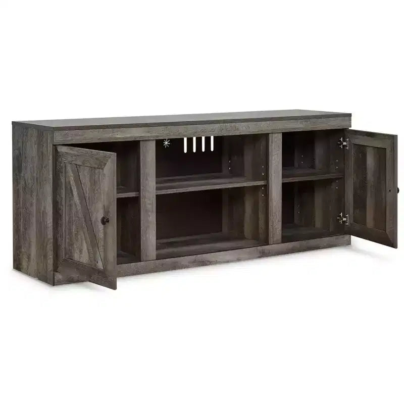 Meuble TV rustique de 152 cm pour téléviseurs jusqu'à 65 po marron/beige avec gestion des câbles