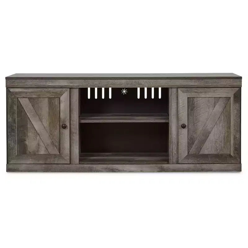 Meuble TV rustique de 152 cm pour téléviseurs jusqu'à 65 po marron/beige avec gestion des câbles