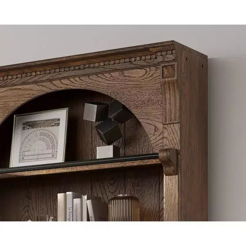 Bibliothèque murale traditionnelle de 240 cm de haut, marron