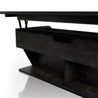 Table basse relevable de 44" avec rangement Chêne noir recyclé