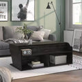 Table basse relevable de 44" avec rangement Chêne noir recyclé