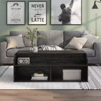 Table basse relevable de 44" avec rangement Chêne noir recyclé