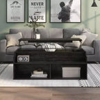 Table basse relevable de 44" avec rangement Chêne noir recyclé
