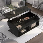 Table basse relevable de 44" avec rangement Chêne noir recyclé