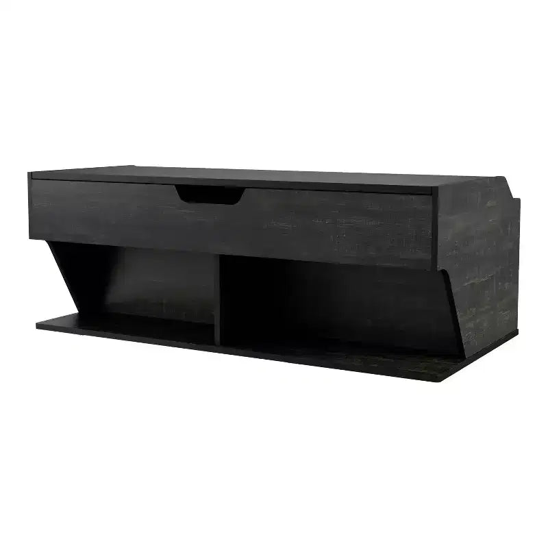 Table basse relevable de 44" avec rangement Chêne noir recyclé