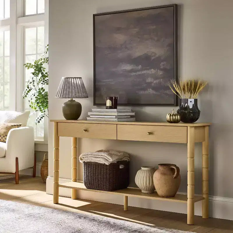 Console moderne en bois de 60 po avec tiroir marron