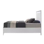 Lit King Oriental 84" Blanc – Similicuir, Tête de lit LED, Tiroir de rangement