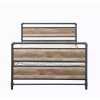 Lit double 78" en chêne antique et gris sablé