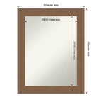 Miroir mural de salle de bain non biseauté, cadre marron moyen 22,5x28,5"