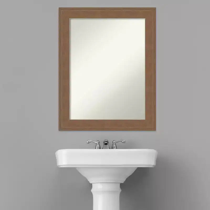 Miroir mural de salle de bain non biseauté, cadre marron moyen 22,5x28,5"