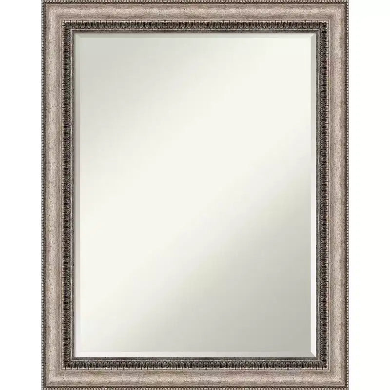 Amanti Art Lyla Ornate Silver Petite Bevel Bathroom Wall Mirror 28.25 x 22.25 in.