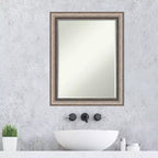Miroir Mural de Salle de Bain Biseauté Argent Orné Petite Taille 28.25x22.25"