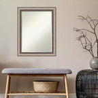 Miroir Mural de Salle de Bain Biseauté Argent Orné Petite Taille 28.25x22.25"