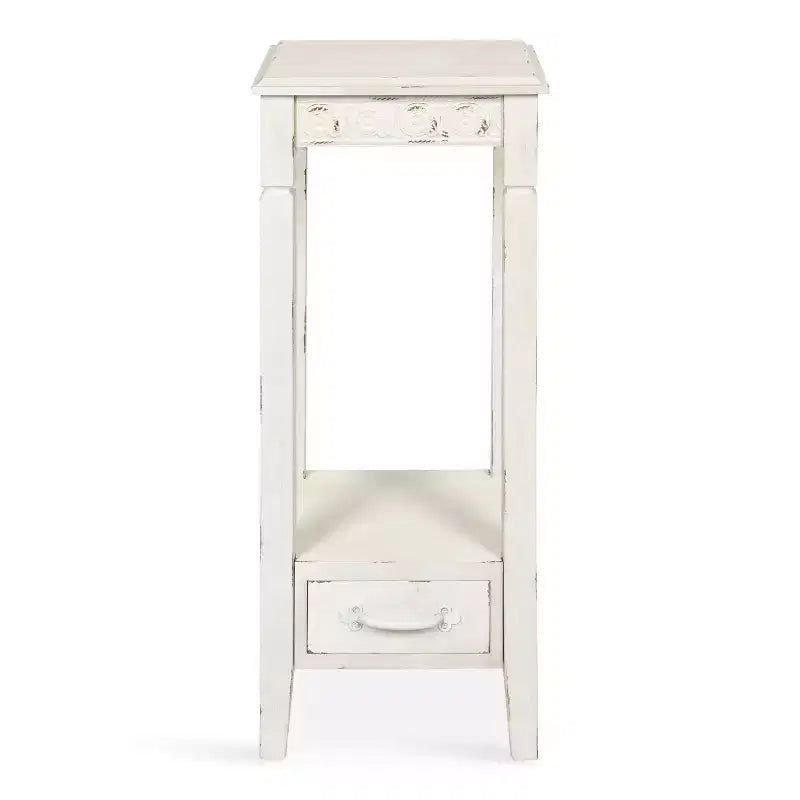 Table à thé carrée en bois 12x12x30" blanche