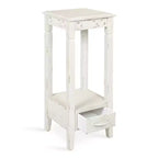 Table à thé carrée en bois 12x12x30" blanche