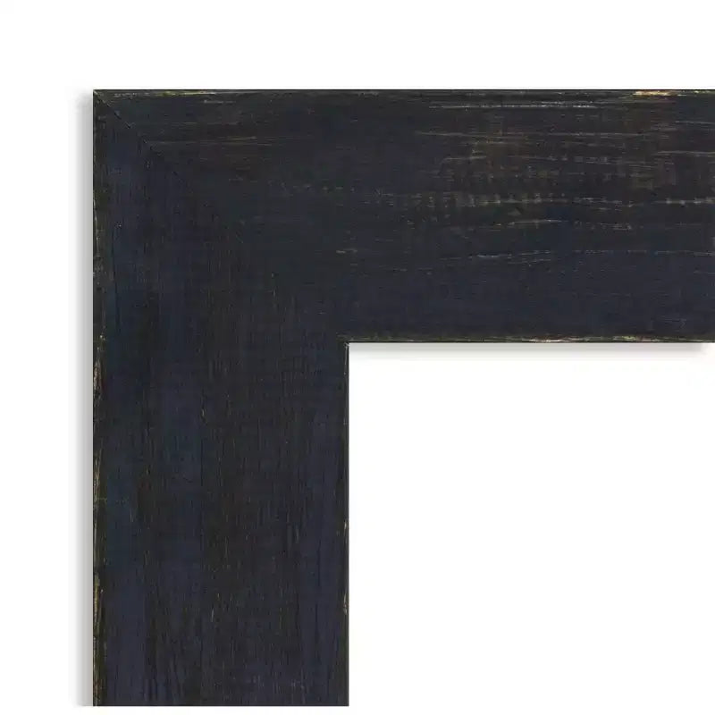 Petit miroir mural de salle de bain biseauté, encadrement en bois shiplap bleu marine