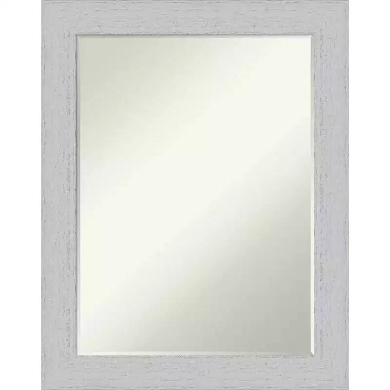 Petit miroir mural de salle de bain biseauté, encadrement en bois shiplap bleu marine