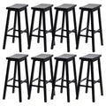 PJ Wood Classic Saddle Seat 29 Inch Tall Kitchen Counter Stools, Black (8 Pack)