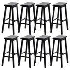 PJ Wood Classic Saddle Seat 29 Inch Tall Kitchen Counter Stools, Black (8 Pack)