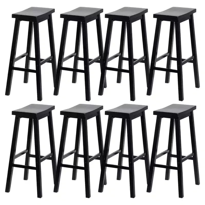 PJ Wood Classic Saddle Seat 29 Inch Tall Kitchen Counter Stools, Black (8 Pack)