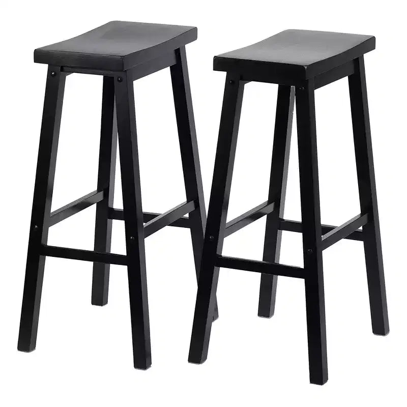 Tabouret de bar en bois sans dossier, 74 cm, noir (lot de 8)