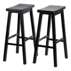 Tabouret de bar en bois sans dossier, 74 cm, noir (lot de 8)