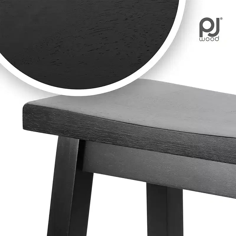 Tabouret de bar en bois sans dossier, 74 cm, noir (lot de 8)