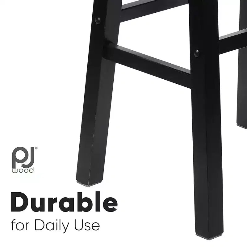 Tabouret de bar en bois sans dossier, 74 cm, noir (lot de 8)
