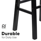Tabouret de bar en bois sans dossier, 74 cm, noir (lot de 8)