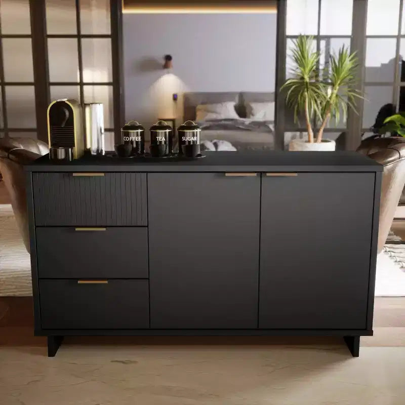 Buffet moderne 55 po à 3 tiroirs Blanc lustré