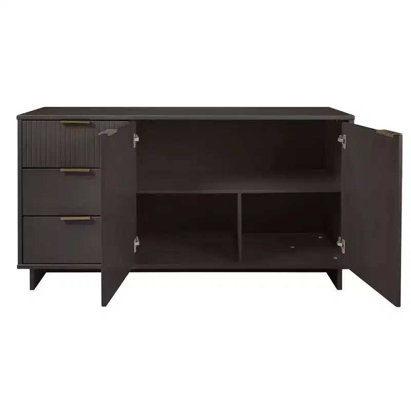 Buffet moderne 55 po à 3 tiroirs Blanc lustré