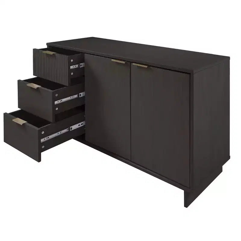 Buffet moderne 55 po à 3 tiroirs Blanc lustré