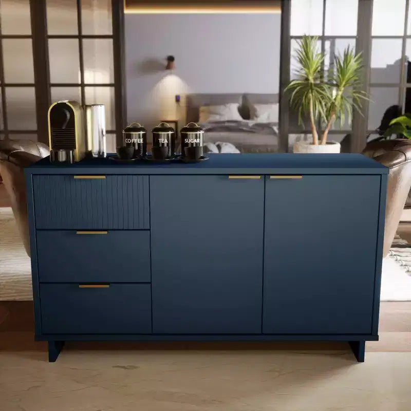 Buffet moderne 55 po à 3 tiroirs Blanc lustré