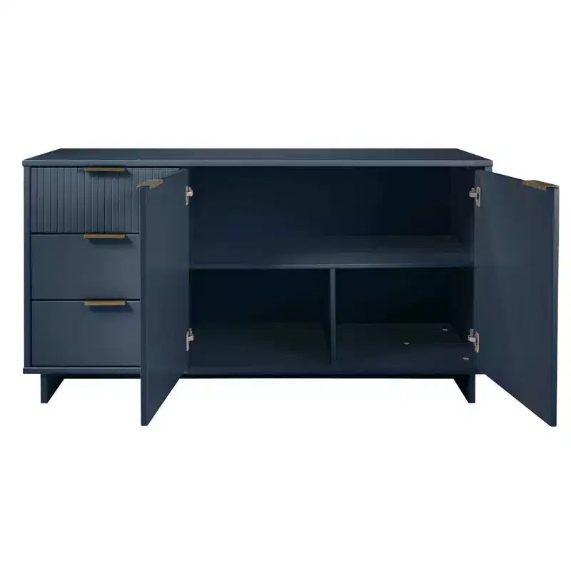 Buffet moderne 55 po à 3 tiroirs Blanc lustré