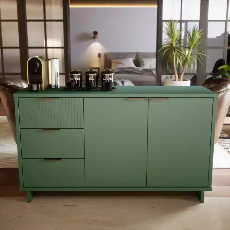 Buffet moderne 55 po à 3 tiroirs Blanc lustré