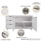 Buffet moderne 55 po à 3 tiroirs Blanc lustré