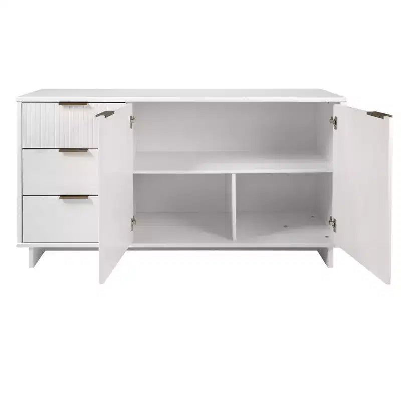 Buffet moderne 55 po à 3 tiroirs Blanc lustré