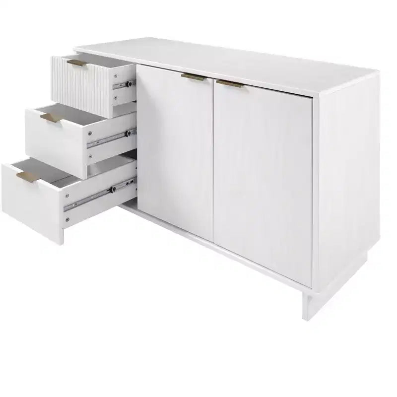 Buffet moderne 55 po à 3 tiroirs Blanc lustré