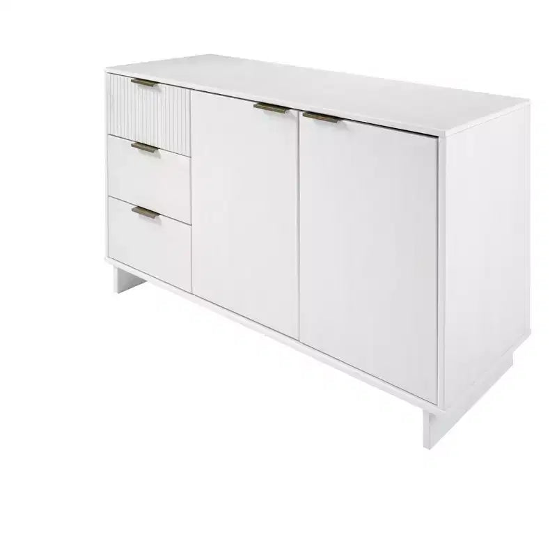 Buffet moderne 55 po à 3 tiroirs Blanc lustré