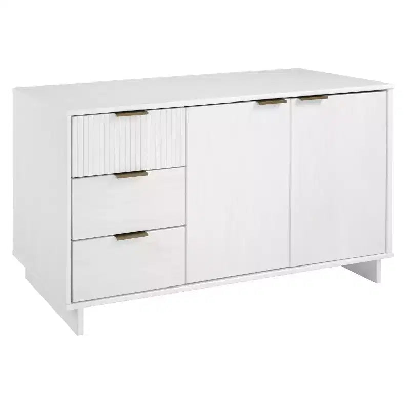 Buffet moderne 55 po à 3 tiroirs Blanc lustré