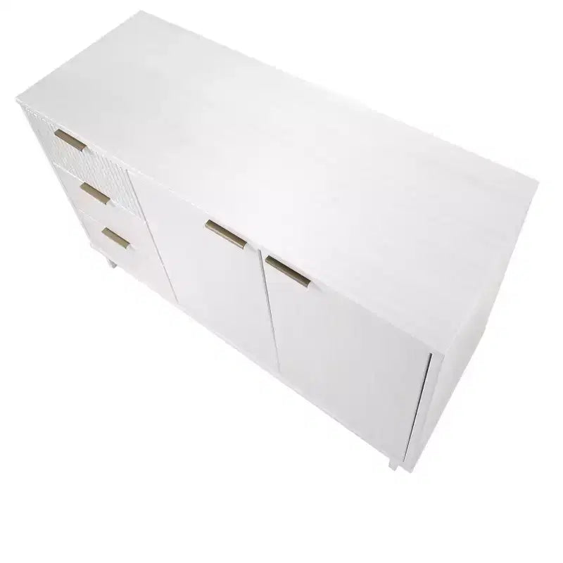 Buffet moderne 55 po à 3 tiroirs Blanc lustré