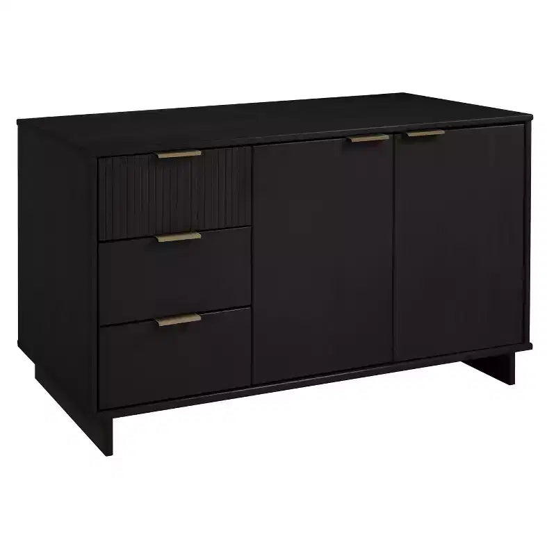 Buffet moderne 55 po à 3 tiroirs Blanc lustré