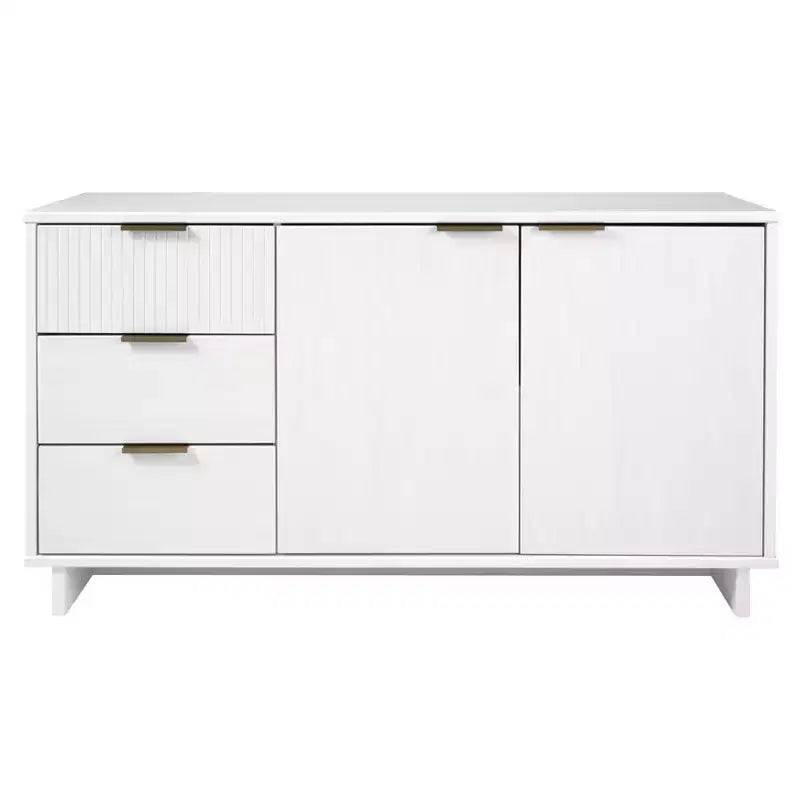 Buffet moderne 55 po à 3 tiroirs Blanc lustré