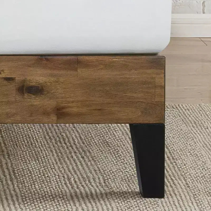 Cadre de lit plateforme en bois avec tête de lit marron
