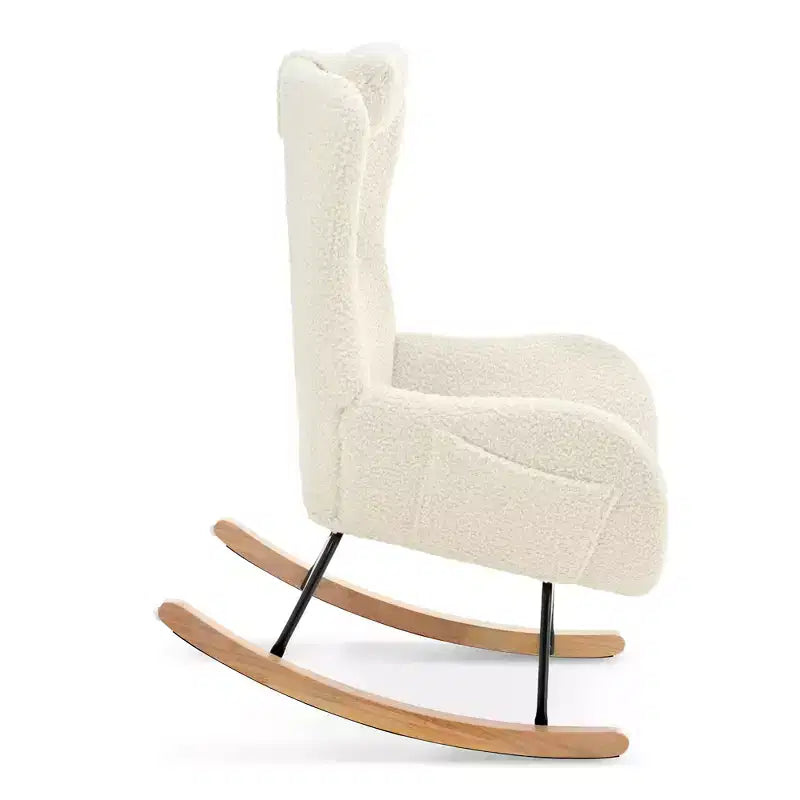 Fauteuil à bascule capitonné avec pieds en caoutchouc
