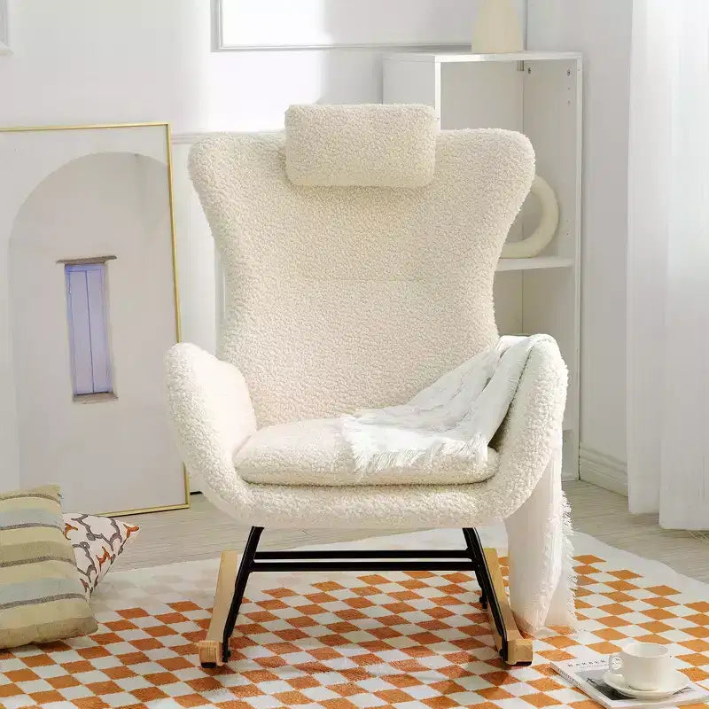 Fauteuil à bascule capitonné avec pieds en caoutchouc