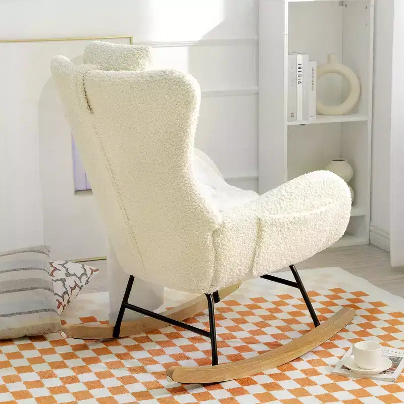 Fauteuil à bascule capitonné avec pieds en caoutchouc